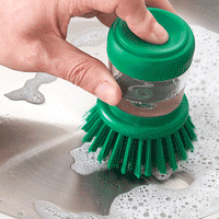 Dish/Washbasin Plastic Cleaning Brush with Liquid Soap Dispenser Plastic Wash Basin Brush Cleaner with Liquid Soap Dispenser (Multicolour)