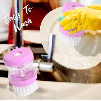 Dish/Washbasin Plastic Cleaning Brush with Liquid Soap Dispenser Plastic Wash Basin Brush Cleaner with Liquid Soap Dispenser (Multicolour)