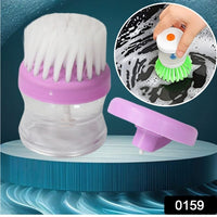 Dish/Washbasin Plastic Cleaning Brush with Liquid Soap Dispenser Plastic Wash Basin Brush Cleaner with Liquid Soap Dispenser (Multicolour)